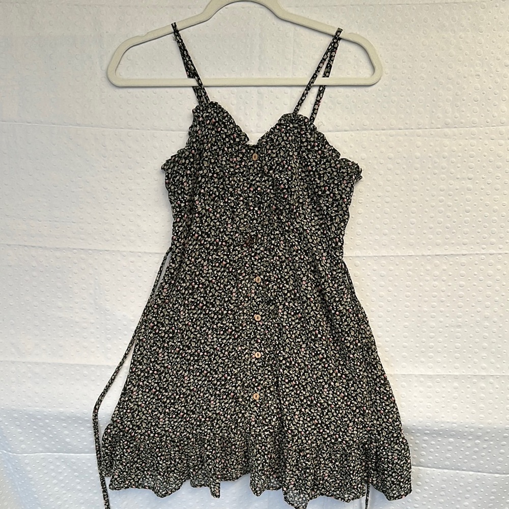 Papaya Black and White Ruffled Sleeveless Mini Dress